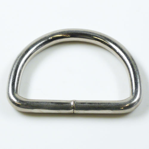D-Ring geschweisst, Eisen vernickelt, 35 mm, Draht  4.5 mm
